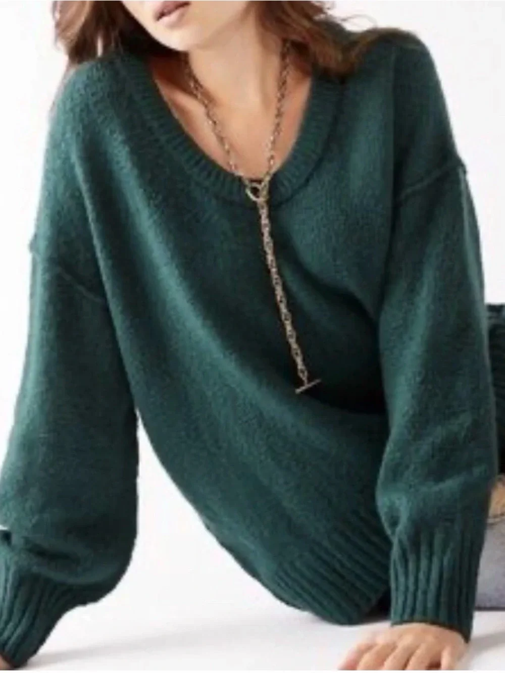Free People Brookside Tunic Oversized Knit Sweater Halcyon Blue XS